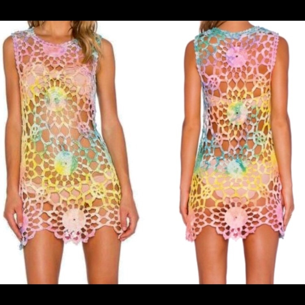 UNIF CROCHET TIE DYE COVER UP NWT $105
